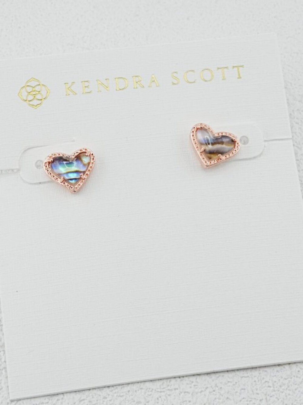 Kendra Scott Heart Abalone Shell Stud Earrings